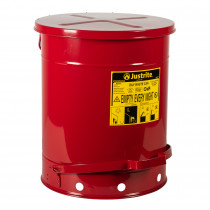 09508_oily-waste-can-14-gallon-red-soundgard_justrite_1_1 Sicherheits-Abfallbehälter für brennbare Stoffe, 23 Liter, in rot