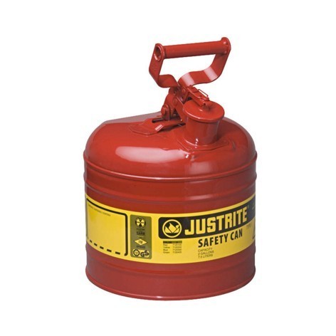 7120200-R_a_Typ_I_Stahl_Sicherheitsbehaelter_brennbare_Fluessigkeiten_Safety_Container_flammables_91_1_93__m Sicherheitsbehälter Typ I, für brennbare Flüssigkeiten, 7,5 Liter in rot mit Scheingriff