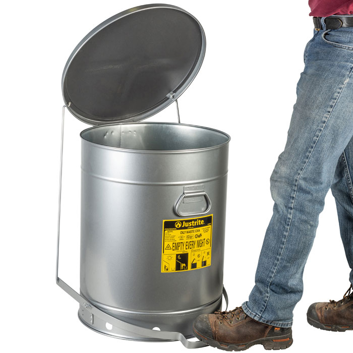 Sicherheits-Abfallbehälter für brennbare Stoffe, 38 Liter, SoundGard in silber