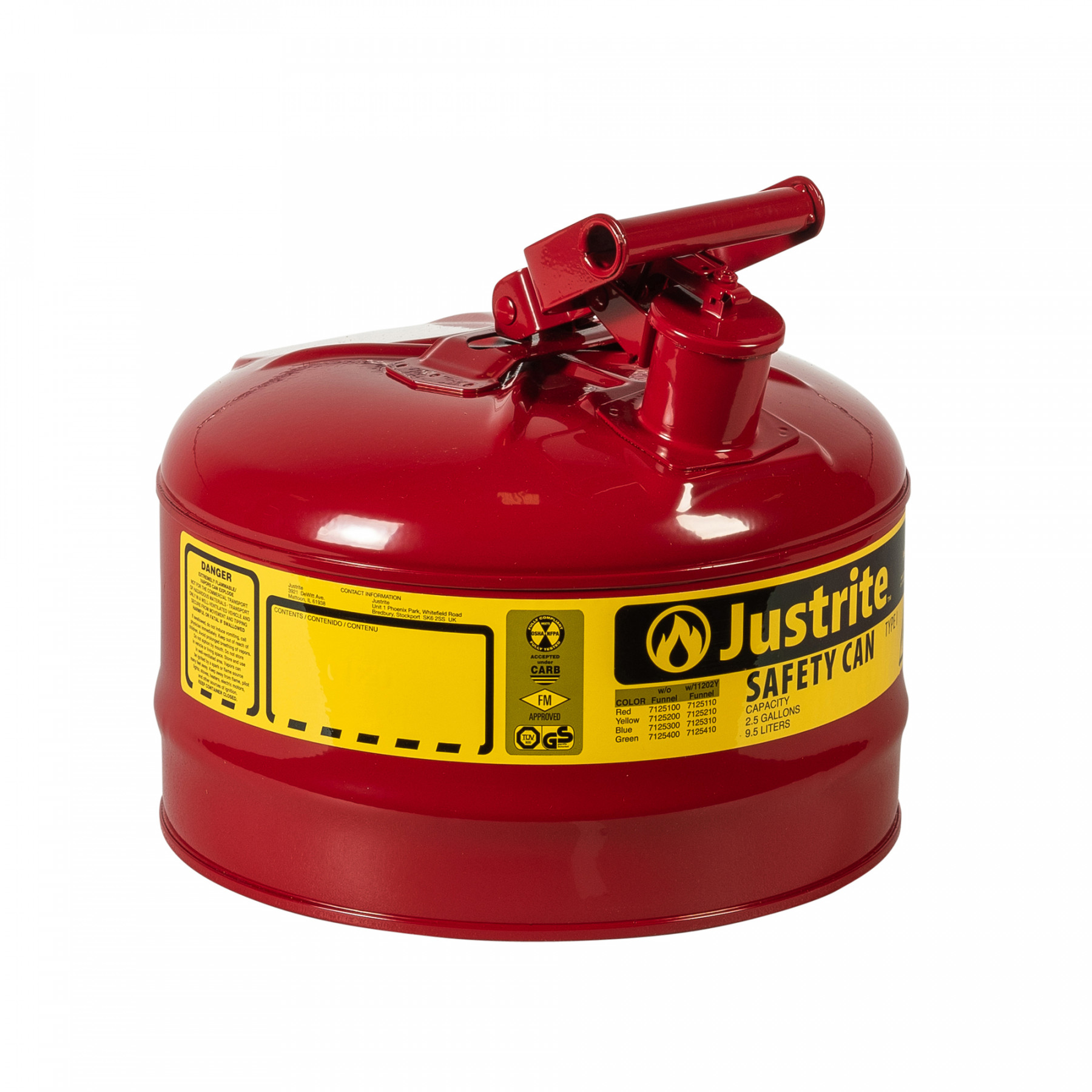 Sicherheitsbehälter Typ I, für brennbare Flüssigkeiten, 9,5 Liter in rot