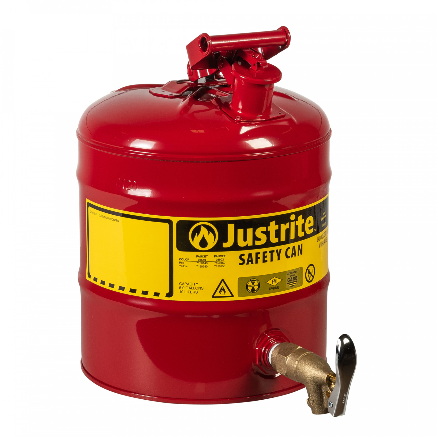 Sicherheitsstahlbehälter zum Ab- und Umfüllen von brennbaren Flüssigkeiten 19 Liter rot