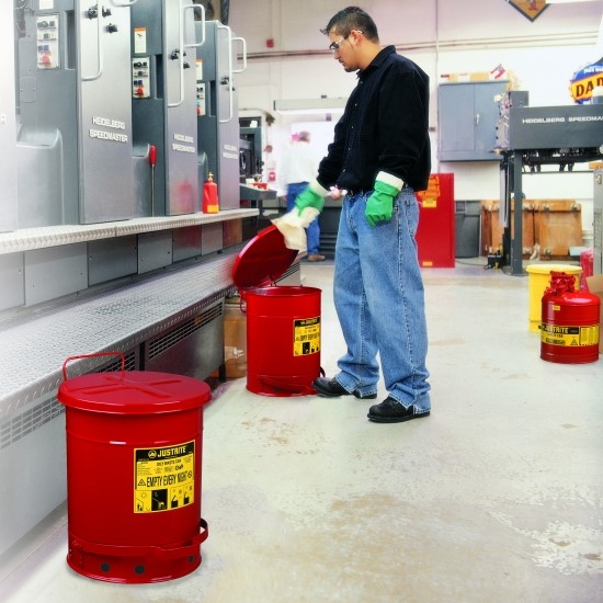 Sicherheits-Abfallbehälter für brennbare Stoffe, 52 Liter, in rot