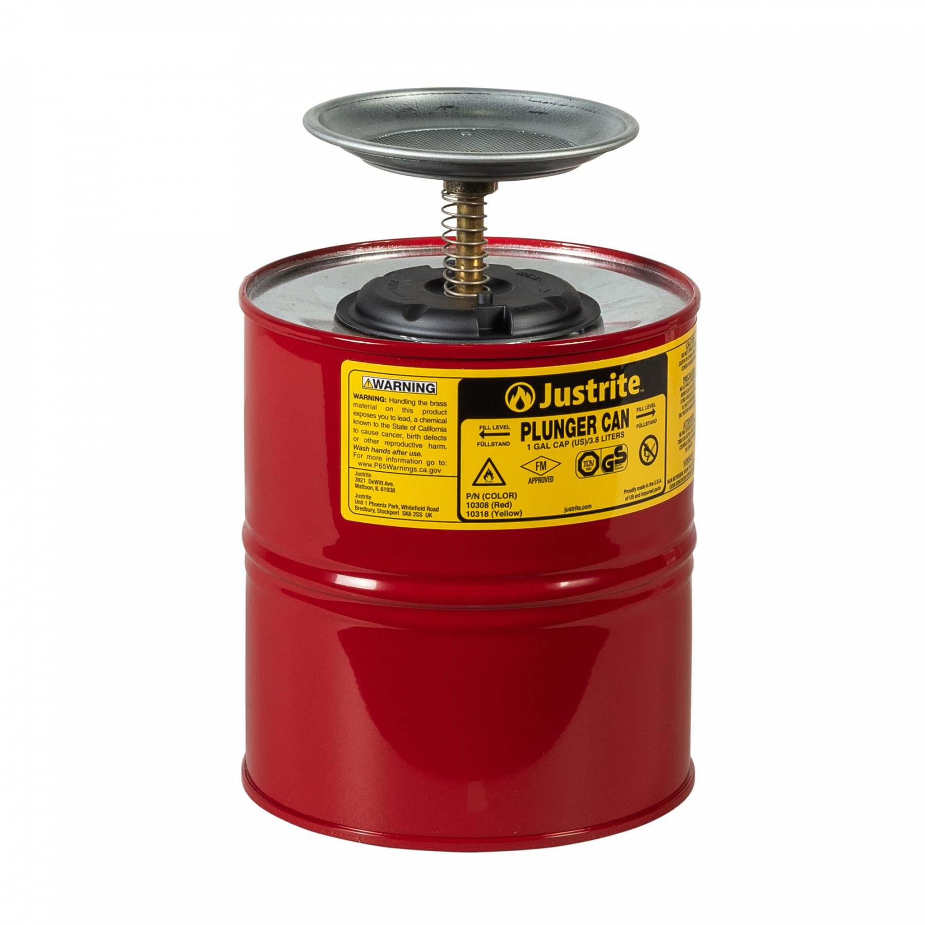10308_plunger-can-1-gallon-red_justrite Sparanfeuchter für brennbare Flüssigkeiten 4 Liter in rot