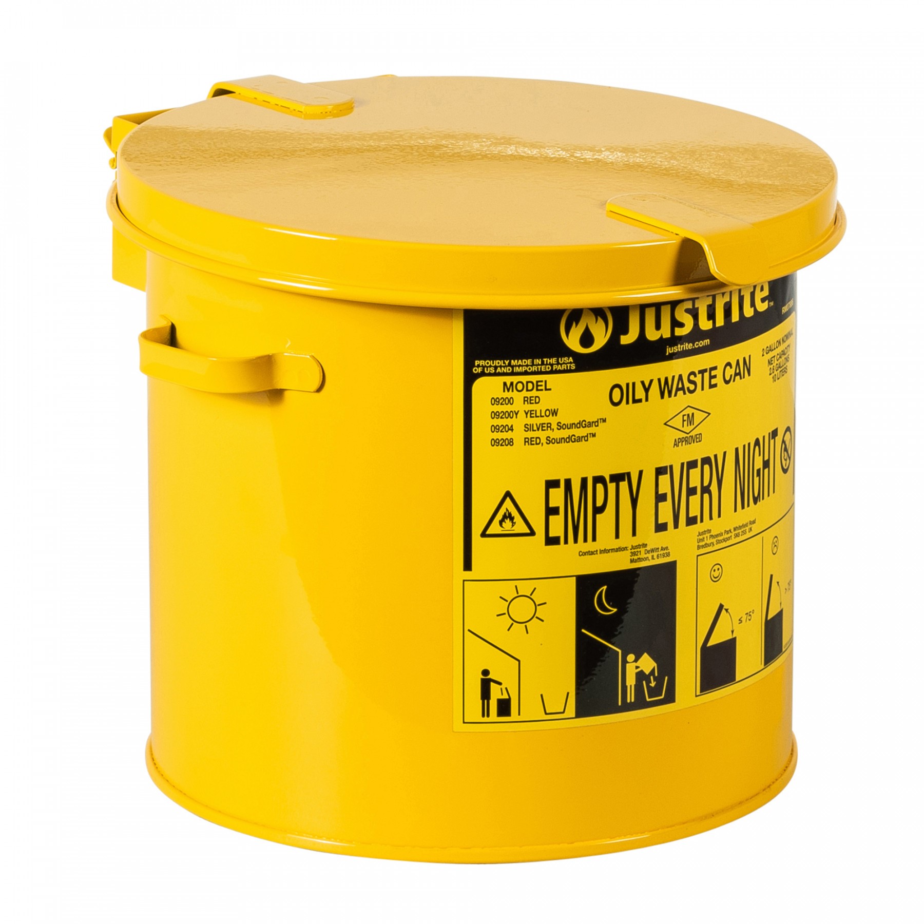 09200_oily-waste-can-2-gallon-gelb-hand-operated_justrite Sicherheits-Abfallbehälter für brennbare Stoffe, 8 Liter, in gelb