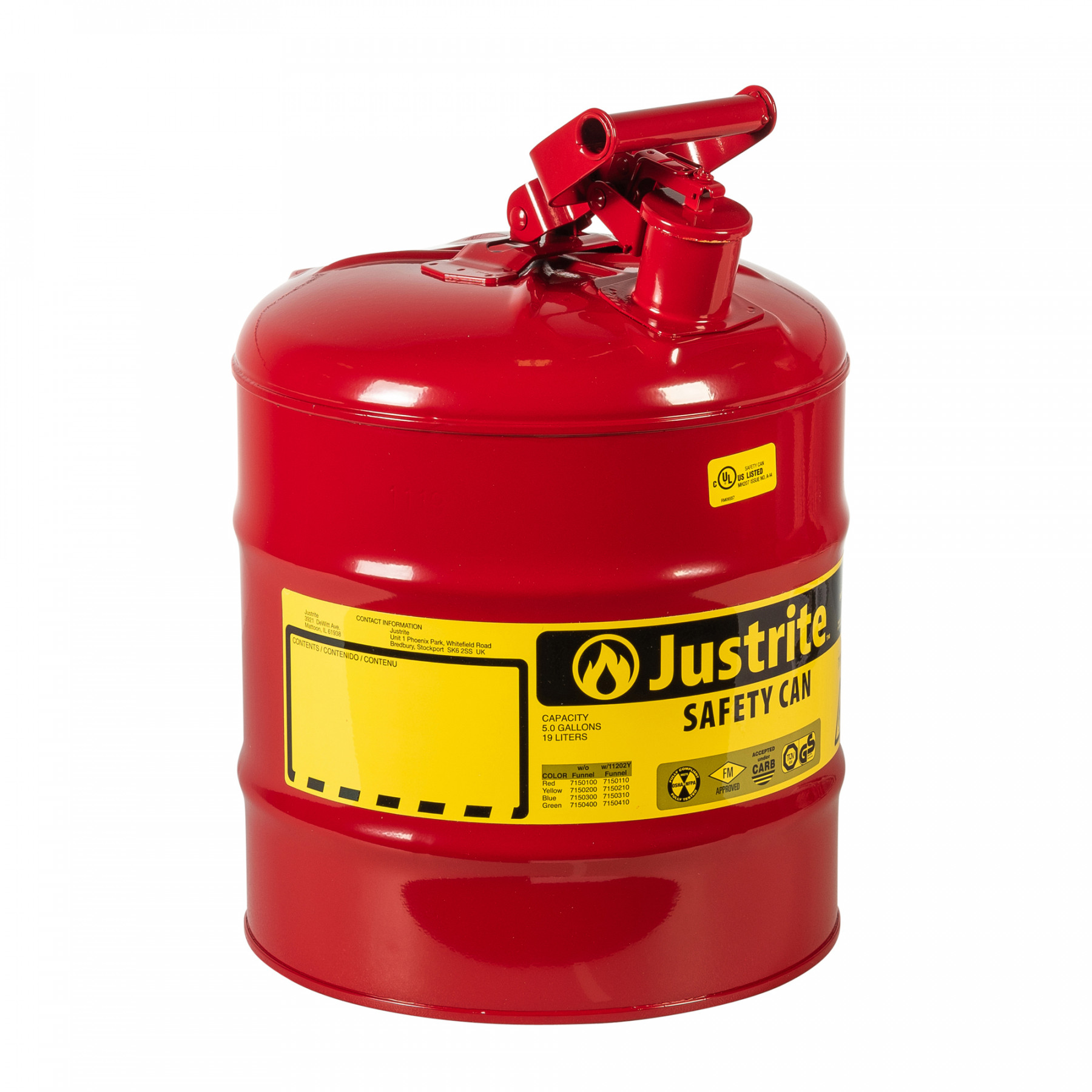 Sicherheitsbehälter Typ I, für brennbare Flüssigkeiten, 19 Liter in rot