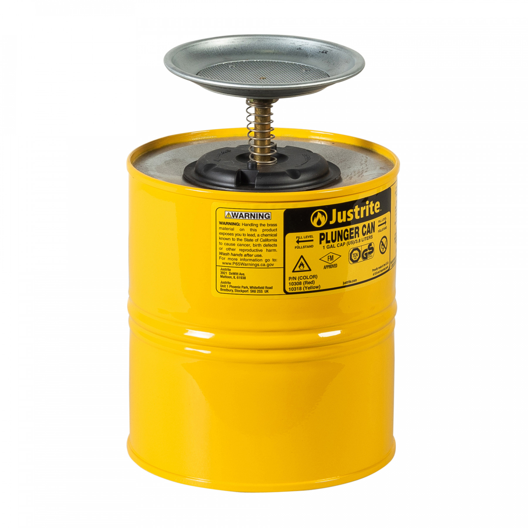 10318_plunger-can-1-gallon-yellow_justrite_1 Sparanfeuchter für brennbare Flüssigkeiten 4 Liter in gelb