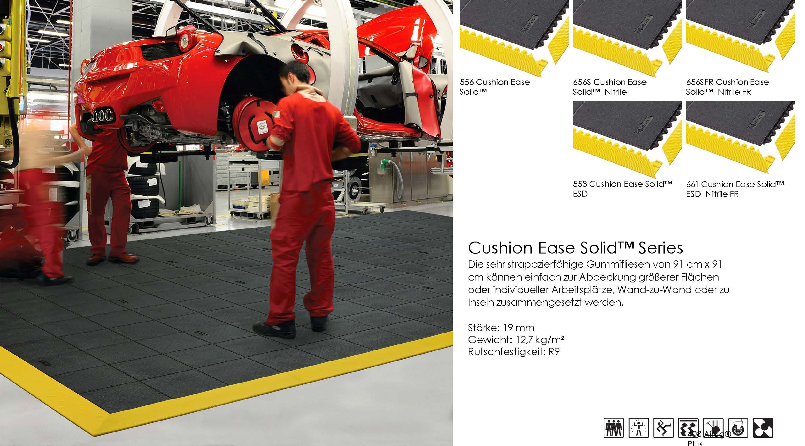 Arbeitsplatzmatte durch Modular -System-Cushion Ease Solid™  ESD Nitrile FR-Copy