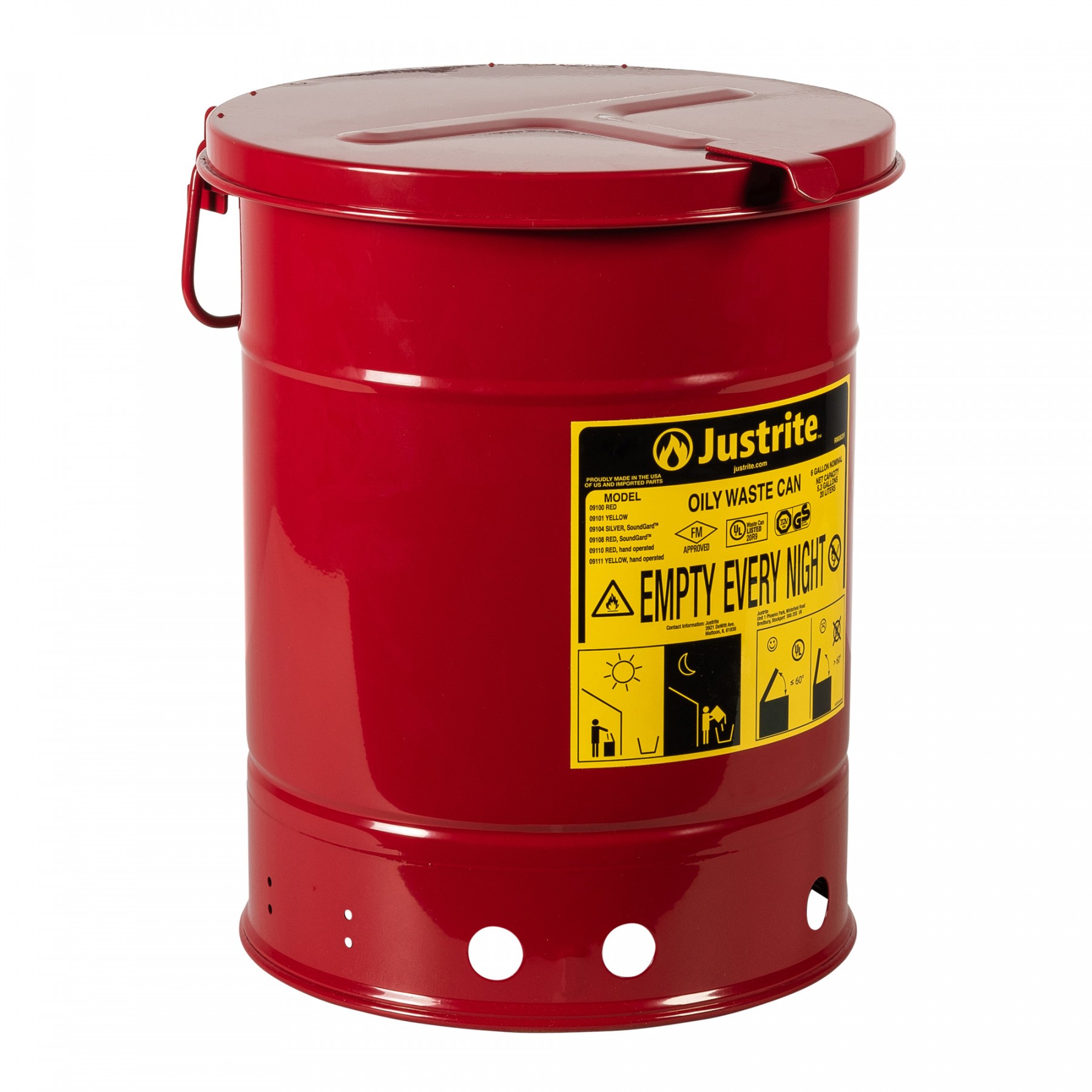 Sicherheits-Abfallbehälter für brennbare Stoffe, 80 Liter, in rot
