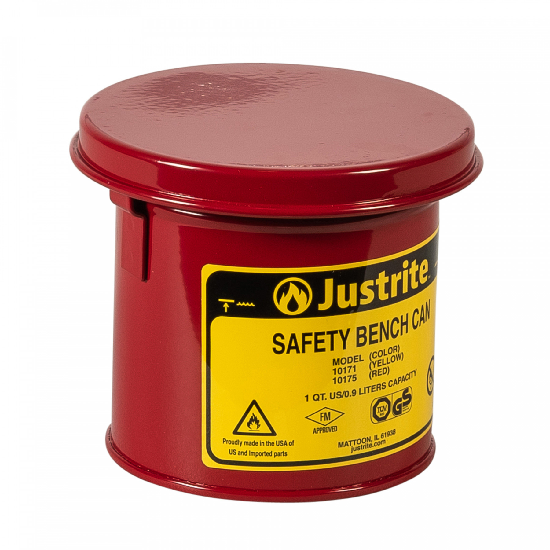 10175_bench-can-1-qt-red_justrite_1 Sicherheits-Tauchbehälter für Kleinteile, 1 Liter in rot