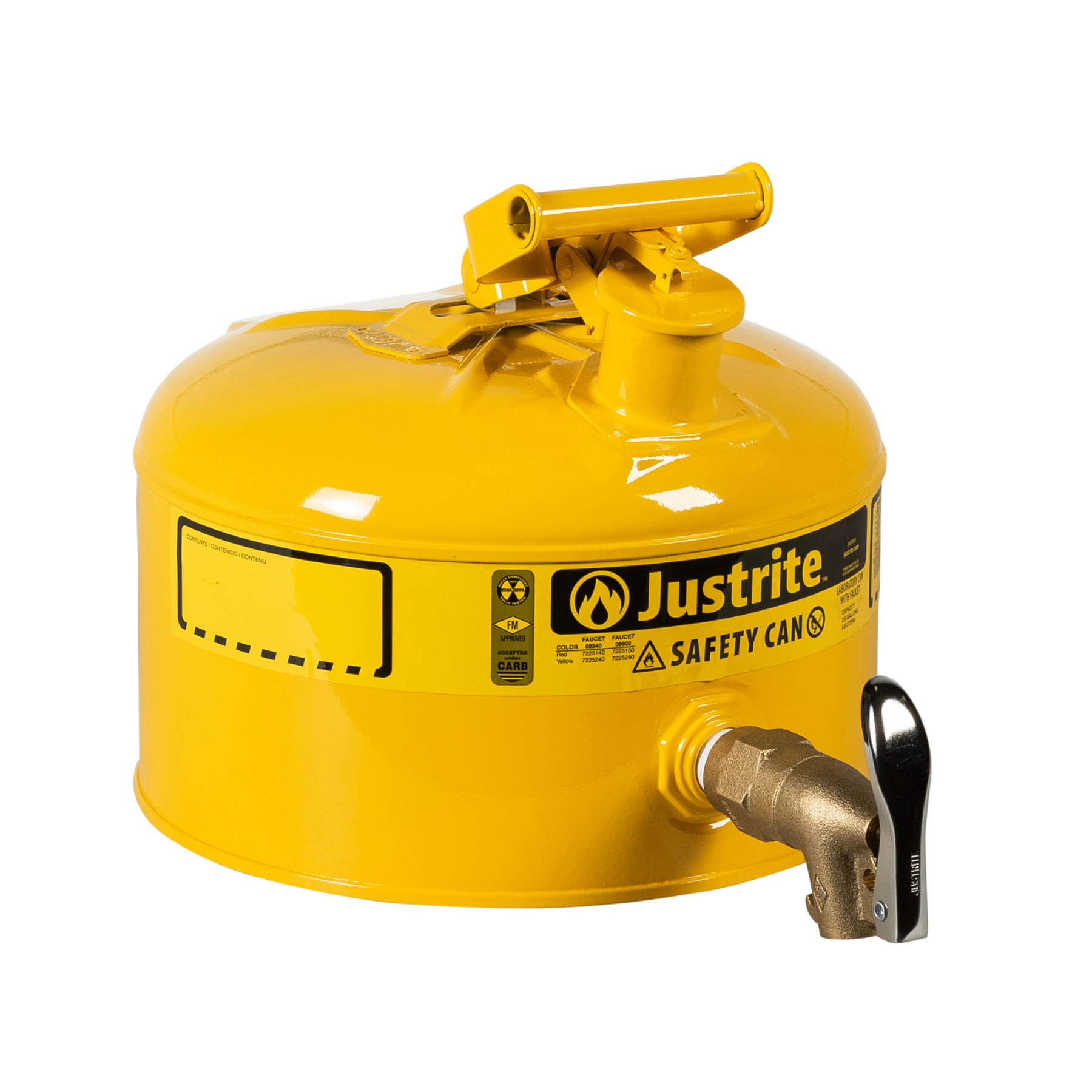 7225250_type-1-safety-can-2-5-gallon-yellow_justrite_1 Sicherheitsstahlbehälter zum Ab- und Umfüllen von brennbaren Flüssigkeiten 9 Liter-Copy