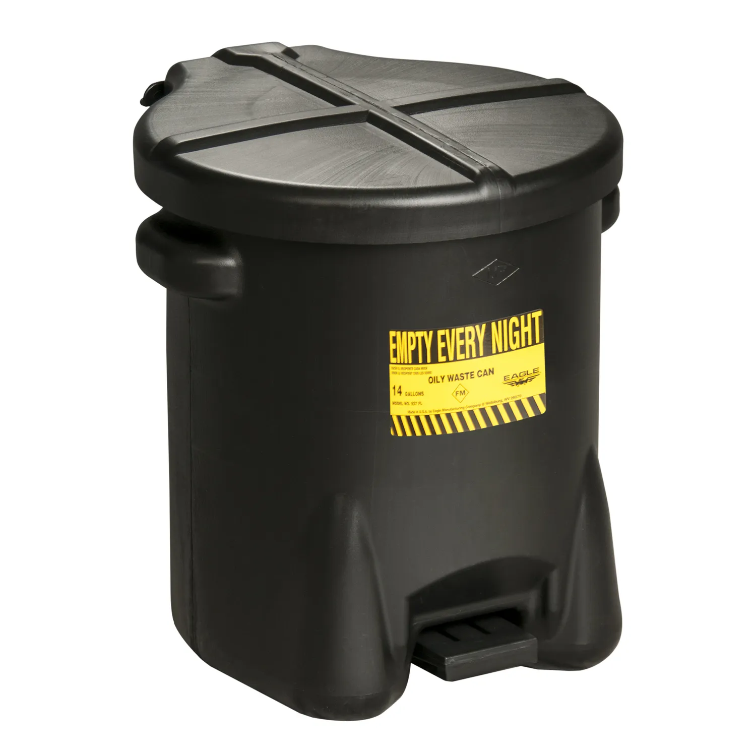 Poly-Abfalleimer-93FL-Eagle-Schwarz-14-Gallons-von-aude