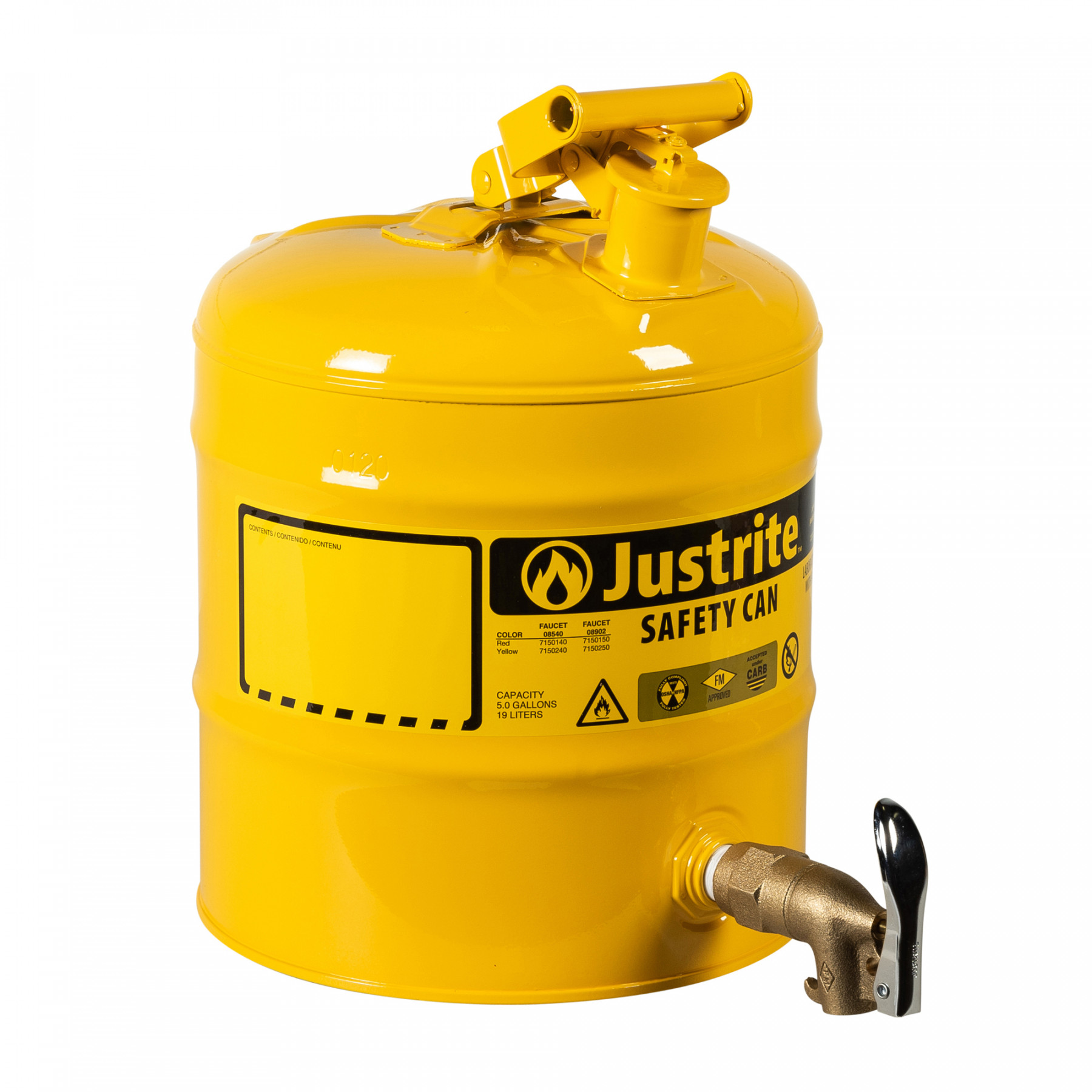 Sicherheitsstahlbehälter zum Ab- und Umfüllen von brennbaren Flüssigkeiten 19 Liter gelb