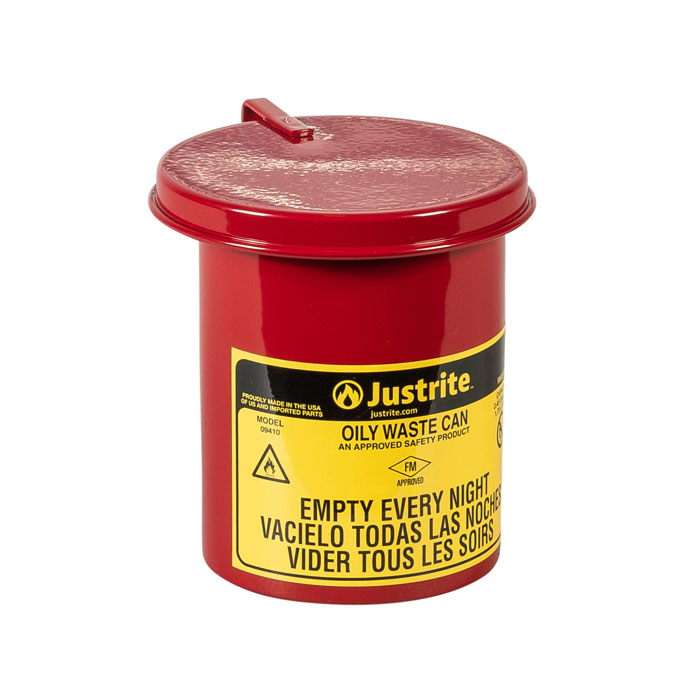 09410_oily-waste-can-0-45-gallon-red-soundgard_justrite_1 Sicherheits-Abfallbehälter für brennbare Stoffe, 2 Liter, SoundGard in rot