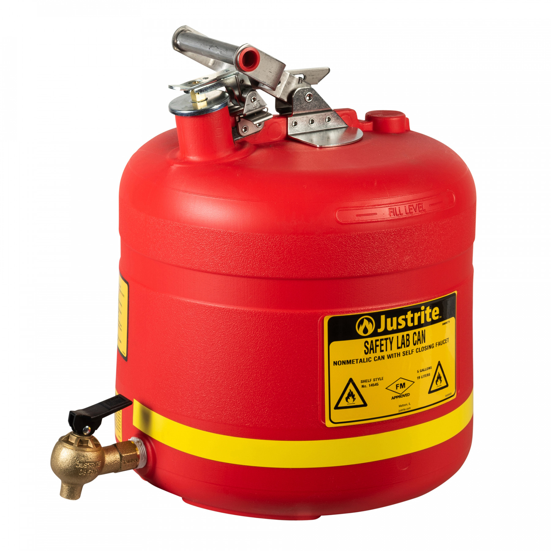PE Sicherheitsbehälter Typ I 19 Liter in rot für brennbare Flüsssigkeiten mit Messinghahn