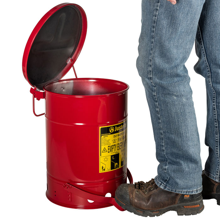 Sicherheits-Abfallbehälter für brennbare Stoffe, 23 Liter, SoundGard in rot