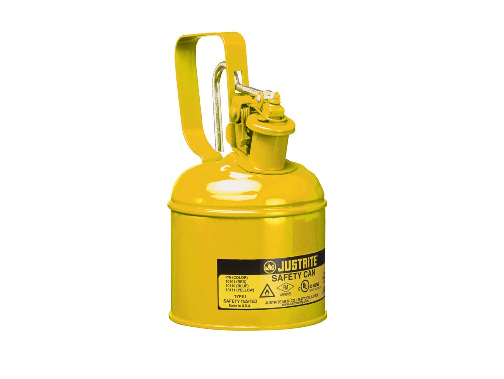 Sicherheitsbehälter Typ I, mit Griffbetätigung für brennbare Flüssigkeiten, 0,95 Liter in gelb