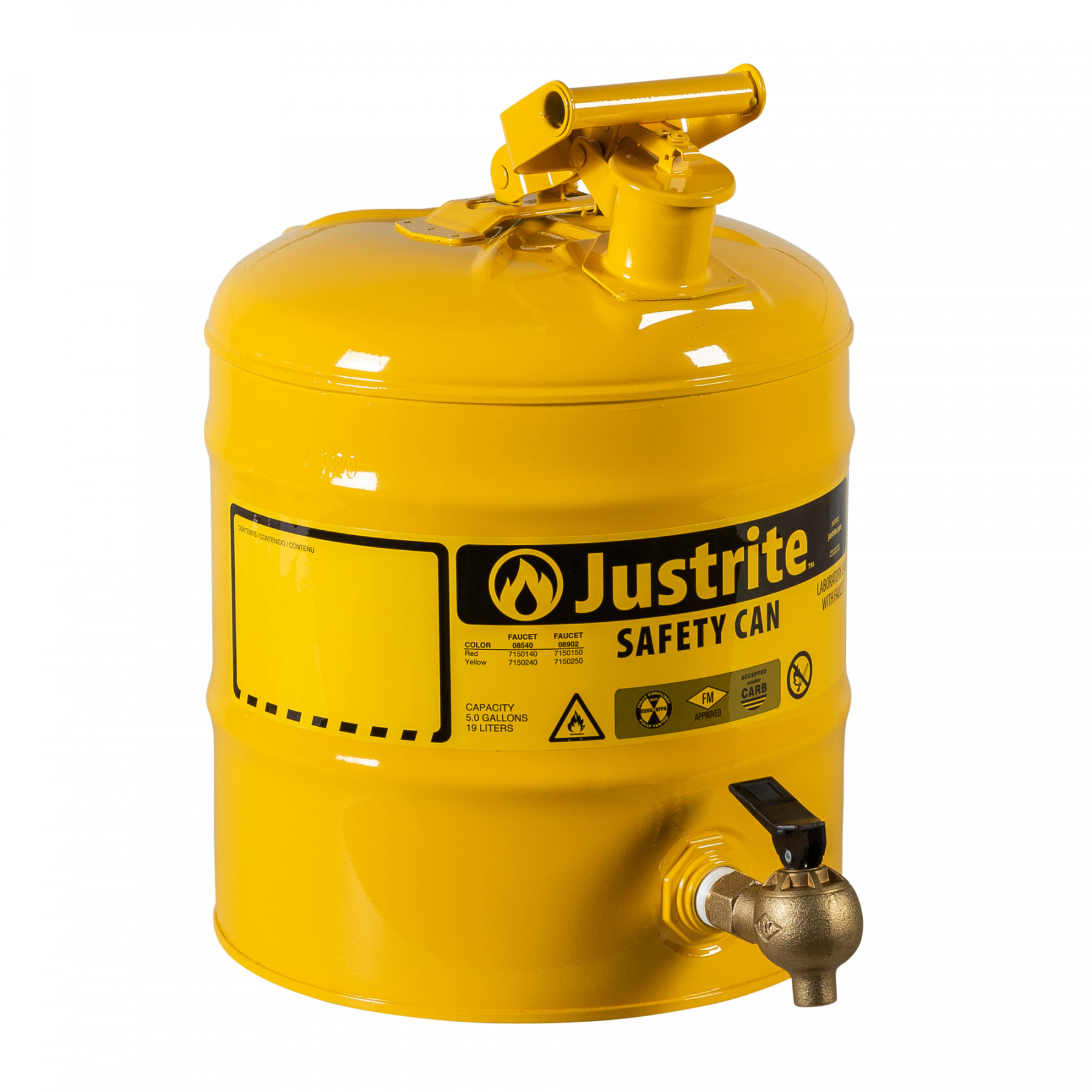 Sicherheitsstahlbehälter zum Ab- und Umfüllen von brennbaren Flüssigkeiten 19 Liter gelb